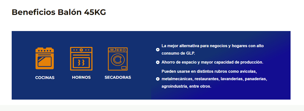 Beneficios de gas 45 kg